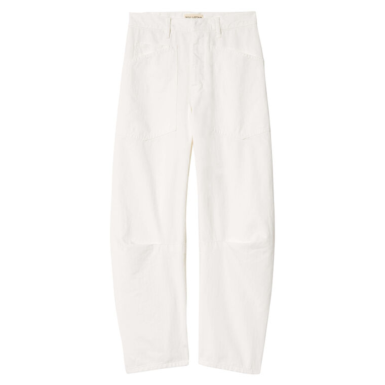Shon Wide-Leg Herringbone Mid-Rise Barrel Leg Pant image number null