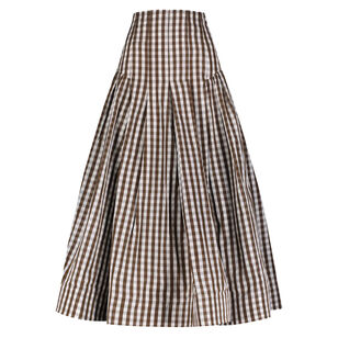 Plaid Taffeta Seam Detail Full Skirt