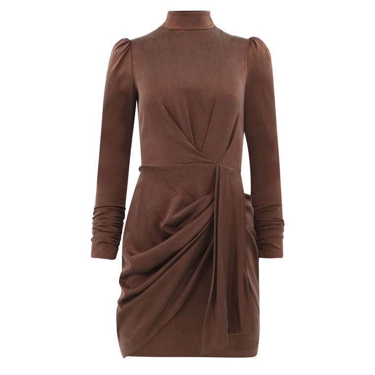 Draped Silk Mini Dress image number null