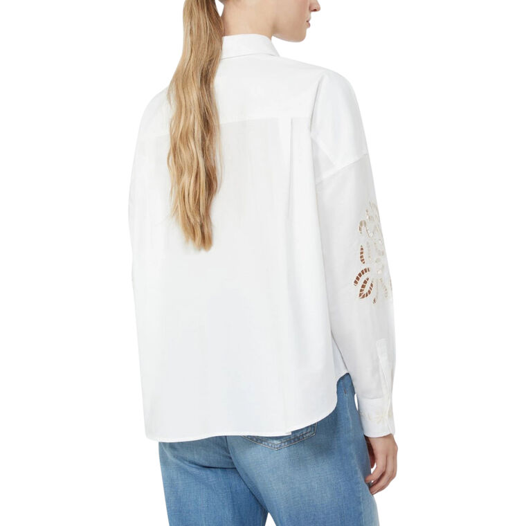 Fonte Long Sleeve Cotton Blouse With Lace And Embroideries image number null