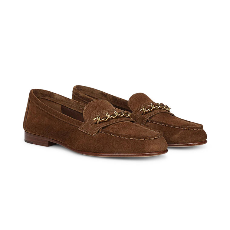 Penny Suede Chain-Link Loafer image number null