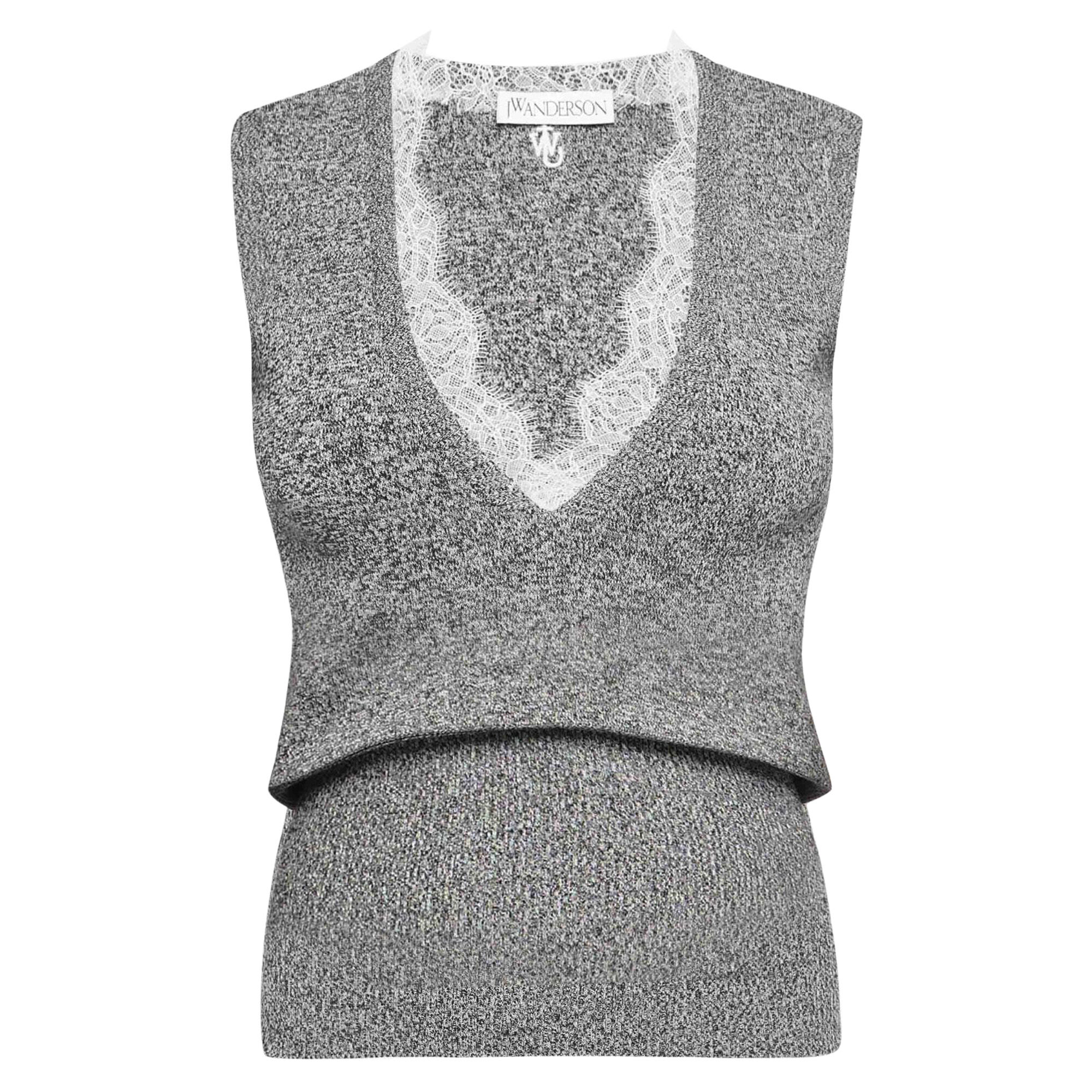 Lace Trim V-Neck Vest