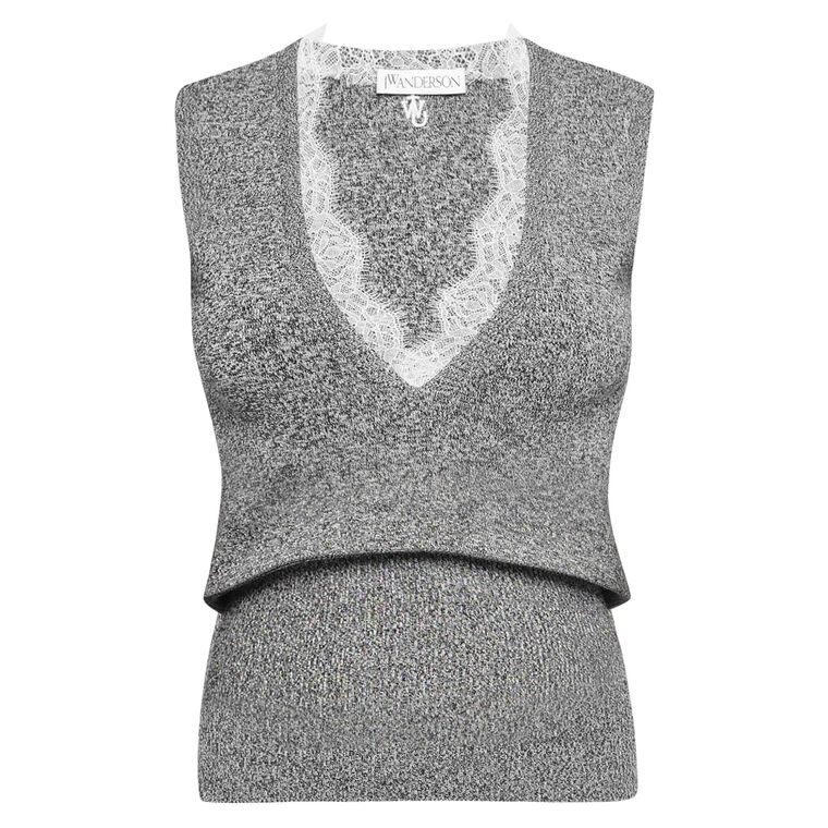 Lace Trim V-Neck Vest image number null