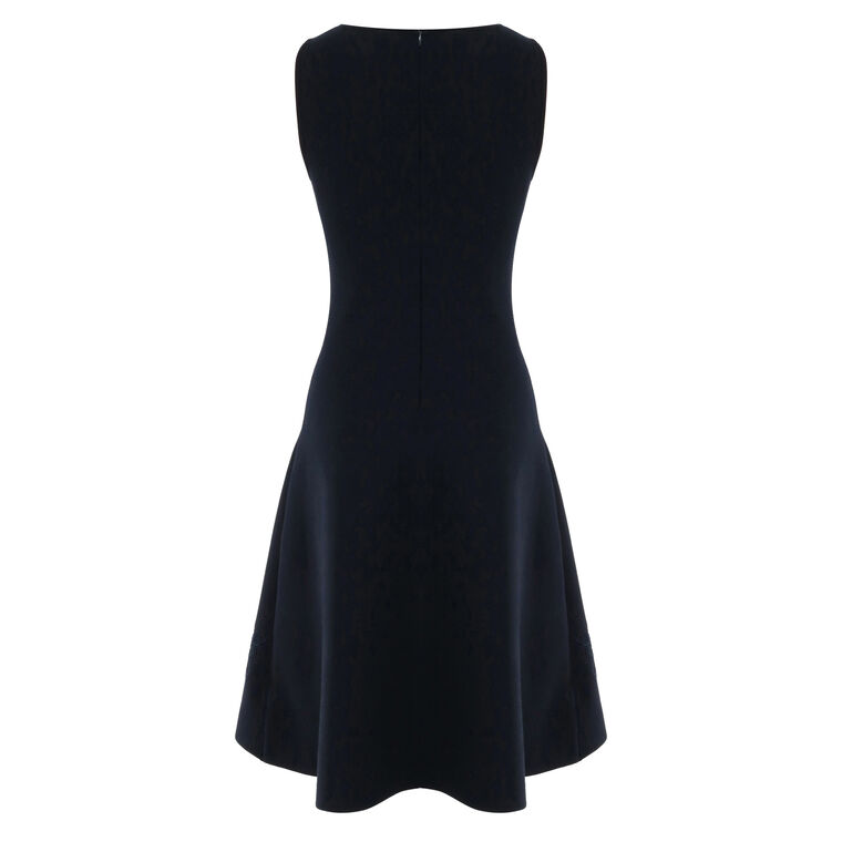 Sleeveless Cut Out Hibiscus Embroidered Knit Dress image number null