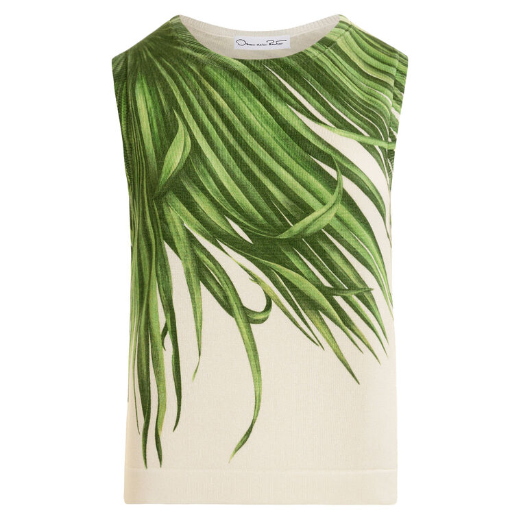 Printed Palm Tree Knit Twinset Tank image number null