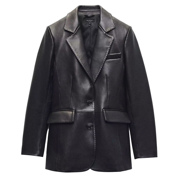 Ash Two-Button Lamb Leather Blazer image number null