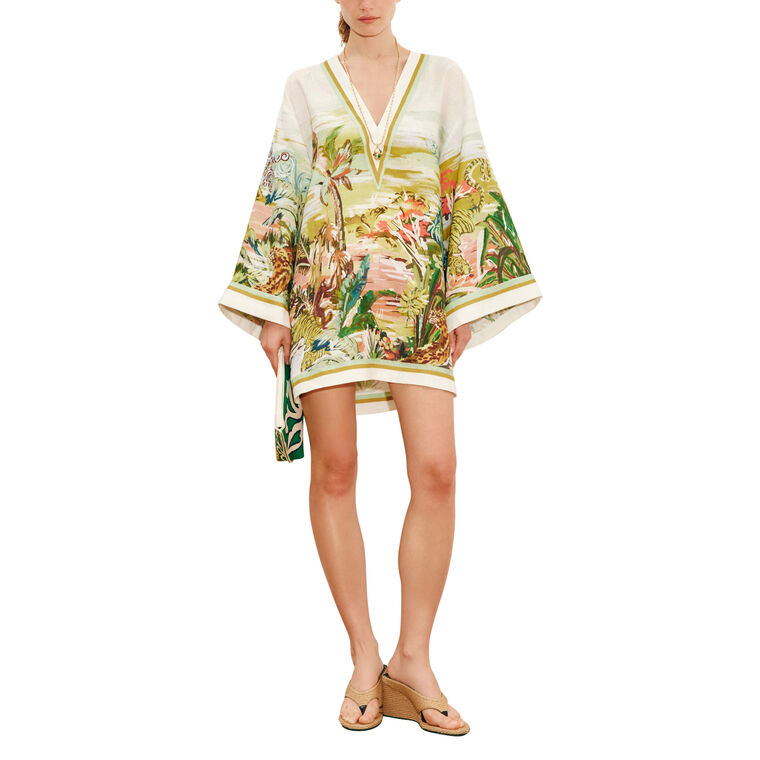 Jungle Boogie Wide Sleeve V-Neck Mini Dress image number null