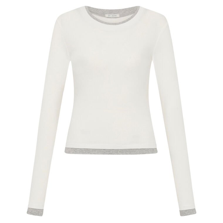 Cotton Layered Long Sleeve Top image number null