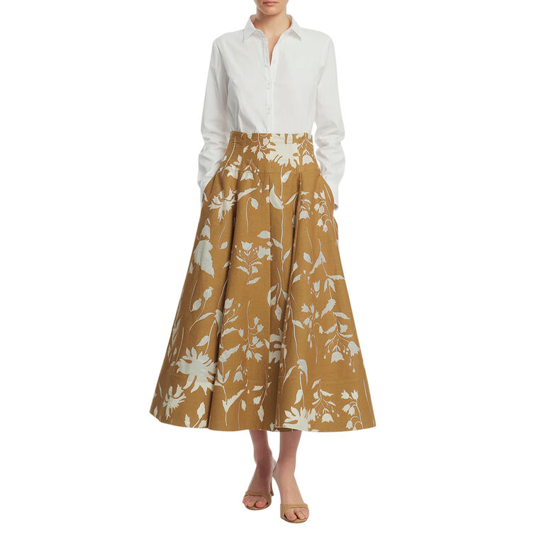 Sheer Floral Jacquard Parker Midi Skirt image number null