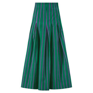 Striped Cotton Full Midi Skirt