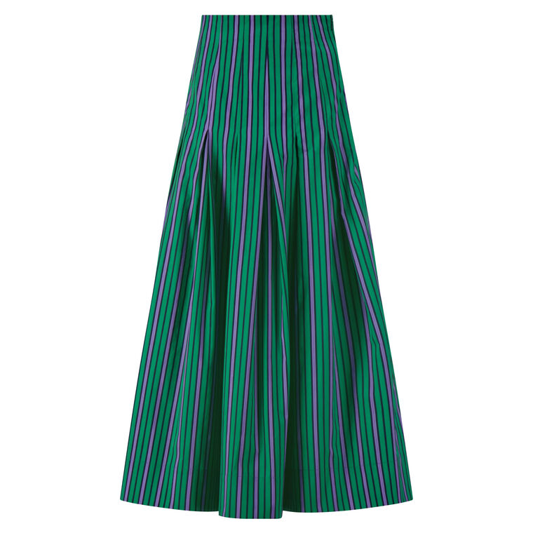 Striped Cotton Full Midi Skirt image number null