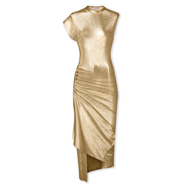 One Sleeve Side Button Dress image number null