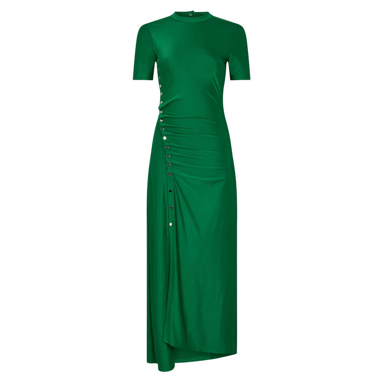 Short Sleeve Jersey Ruched Midi Dress image number null