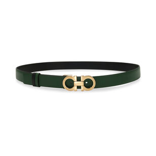 Mediterranean Gancini Leather Skinny Belt