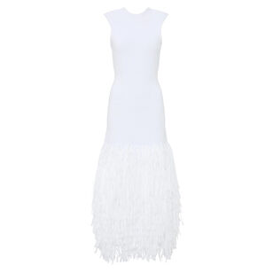 Rushes Sleeveless Raffia Knit Midi Dress
