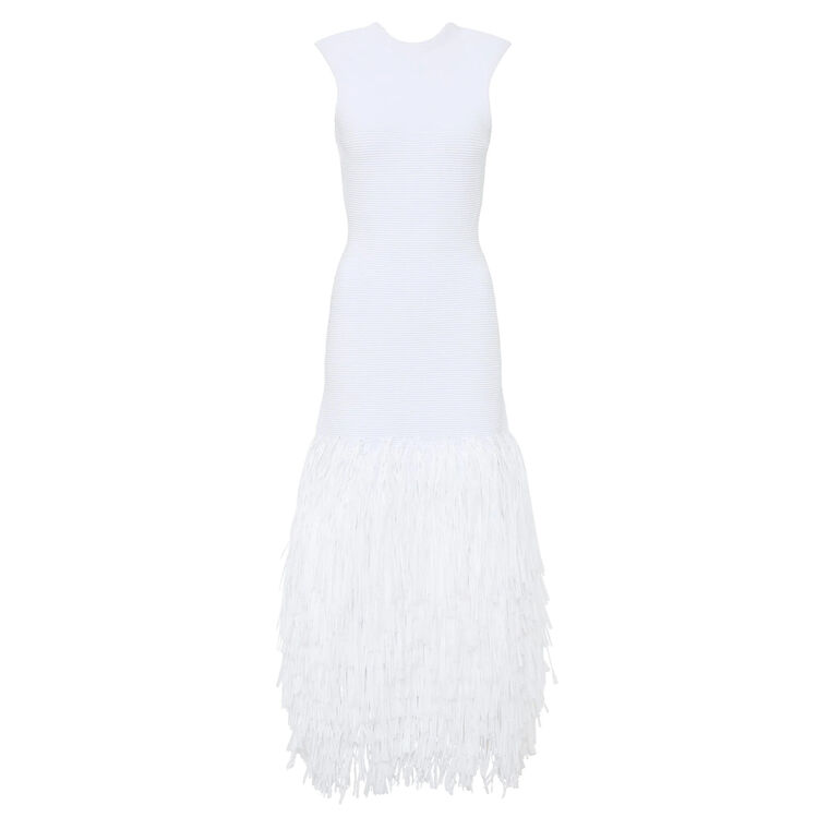 Rushes Sleeveless Raffia Knit Midi Dress image number null