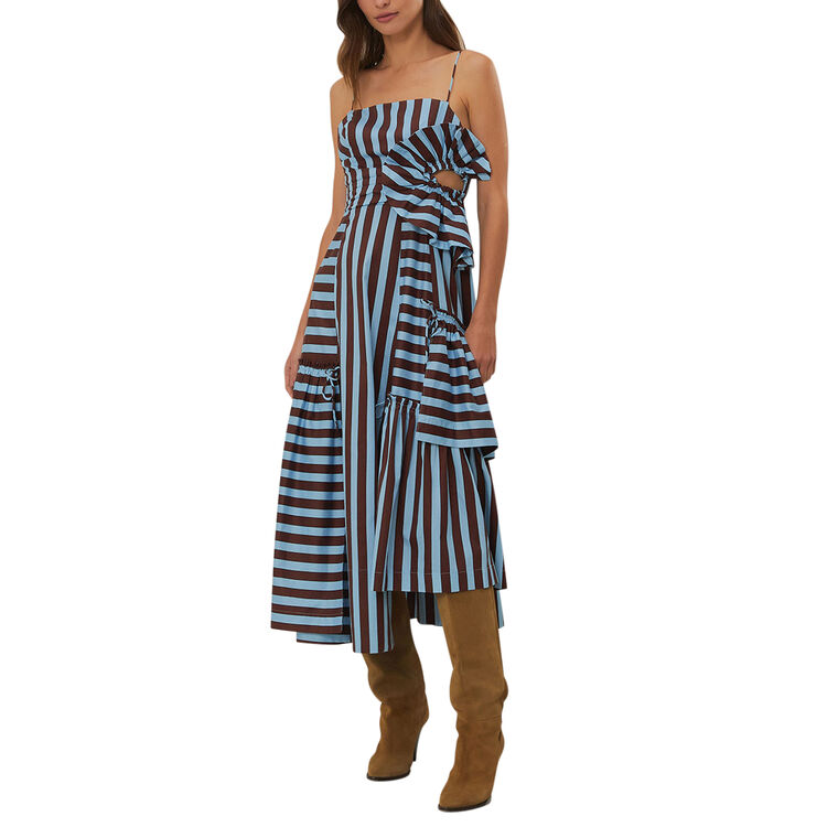 Tropical Flight Stripes Organic Cotton Midi Dress image number null