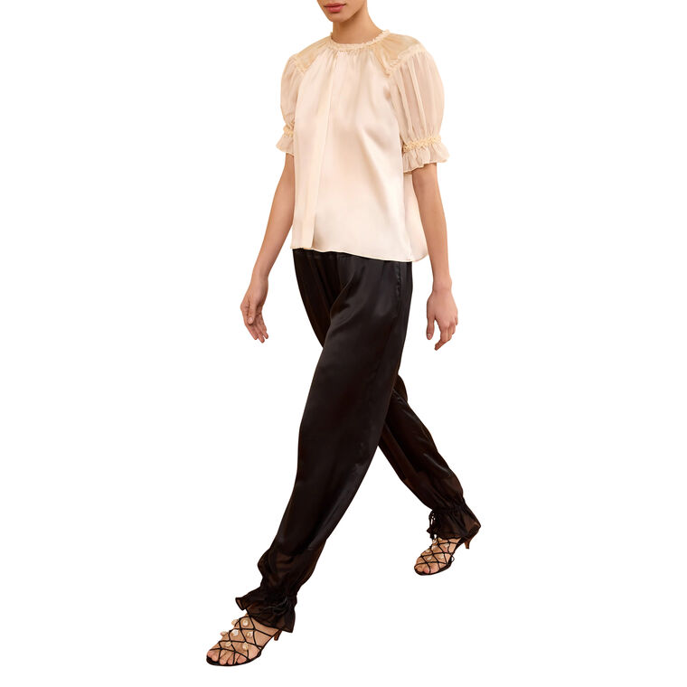 Camile Silk Cinched Balloon Pull-On Pant image number null