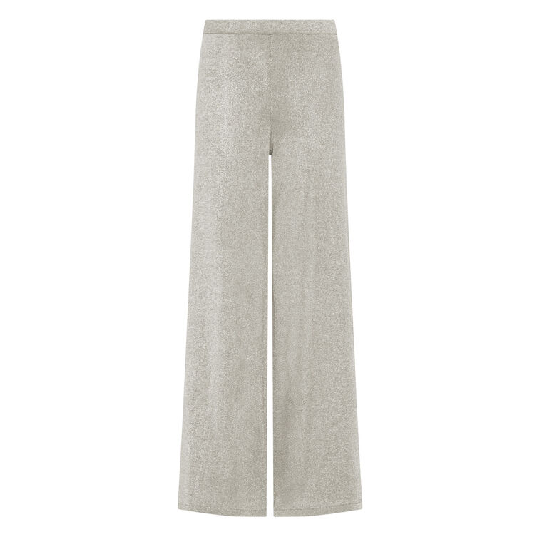 Nina Wide-Leg Metallic Knit Pull-On Pant image number null