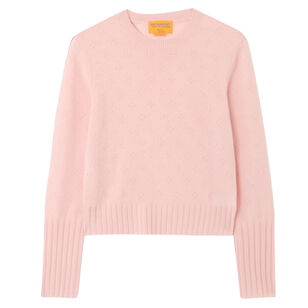 Compass Long Sleeve Shrunken Crewneck Cashmere Popcorn Stitch Sweater