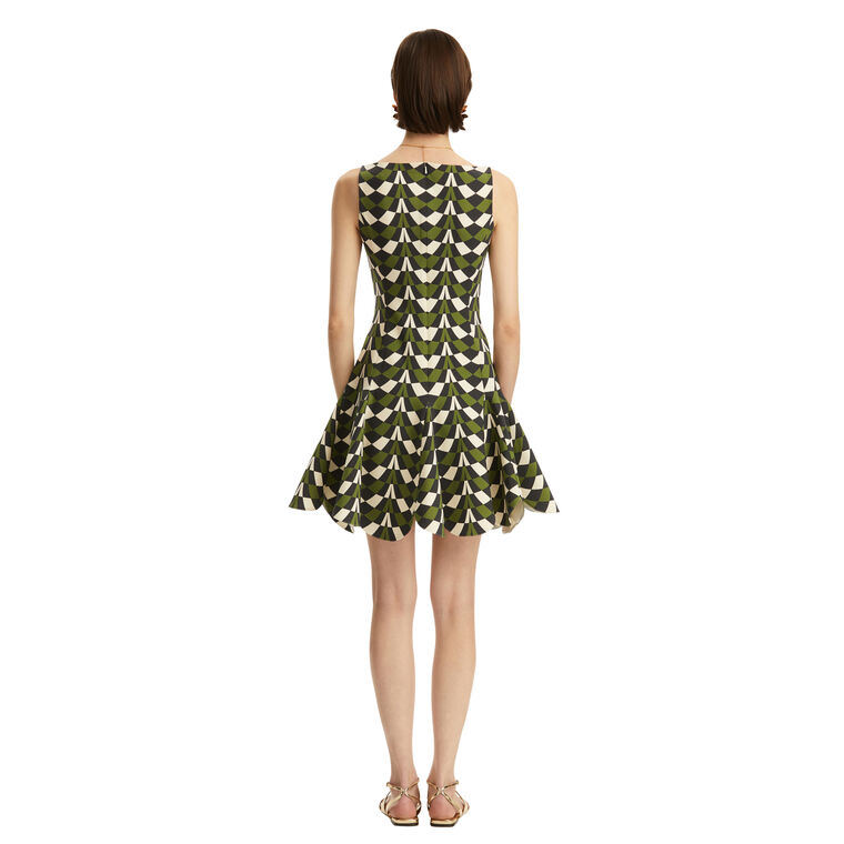 Sleeveless Scoop Neck Geometric Stretch Mini Dress image number null