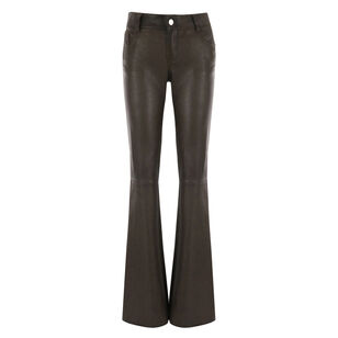 Low-Rise Leather Flare Jean