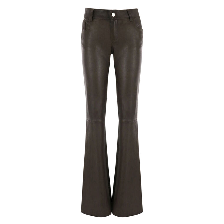Low-Rise Leather Flare Jean image number null