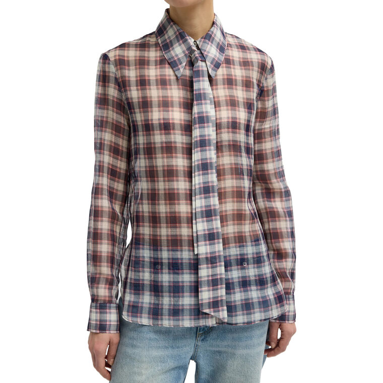 Plaid Blouse With Removeable Tie image number null