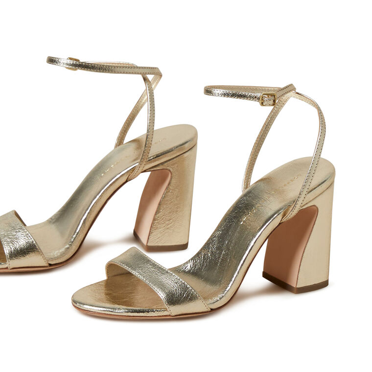 Malia Crinkled Metallic Curved-Heel Sandal image number null