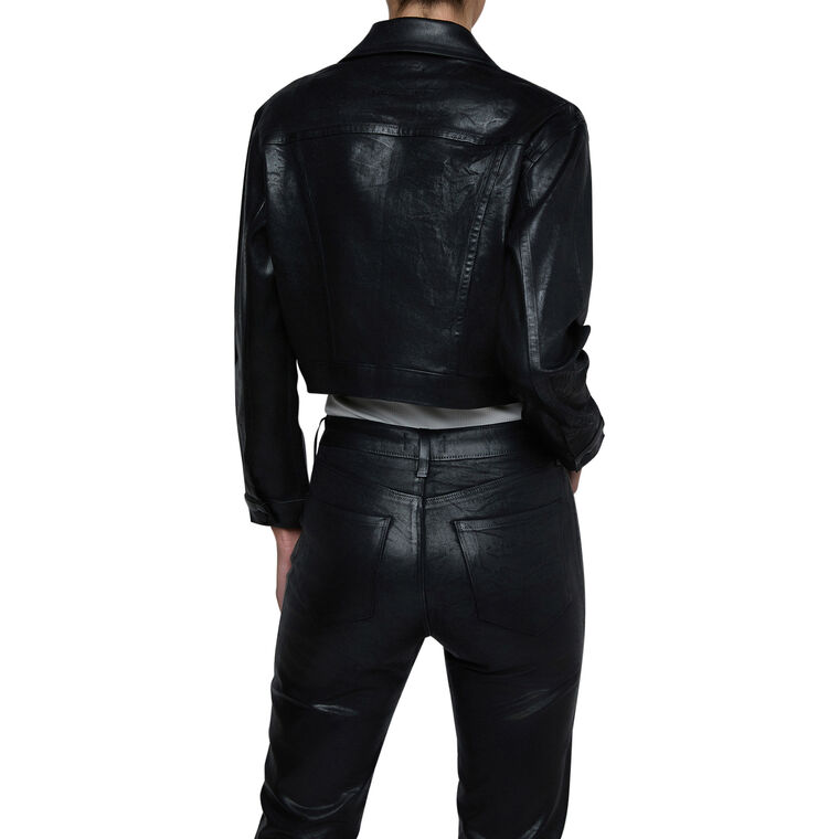 Alma Crop Coated Denim Jacket image number null