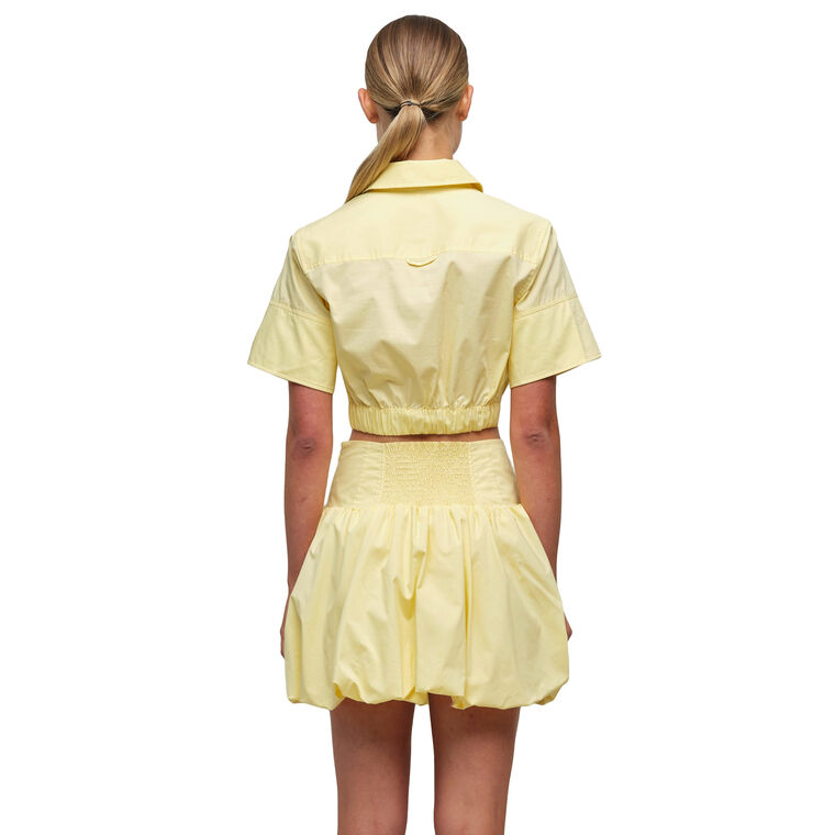 Sabrina Short Sleeve Button-Down Crop Top image number null