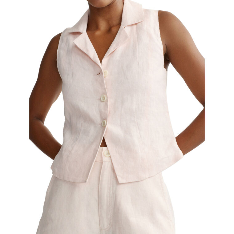 Neev Sleeveless Linen Button-Front Top image number null