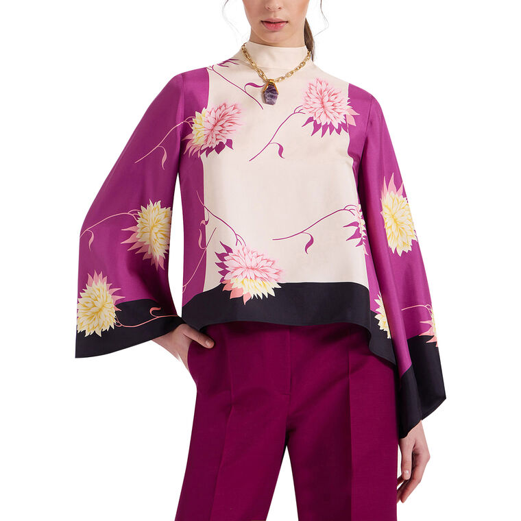 Make An Exit Long Sleeve Silk Top image number null