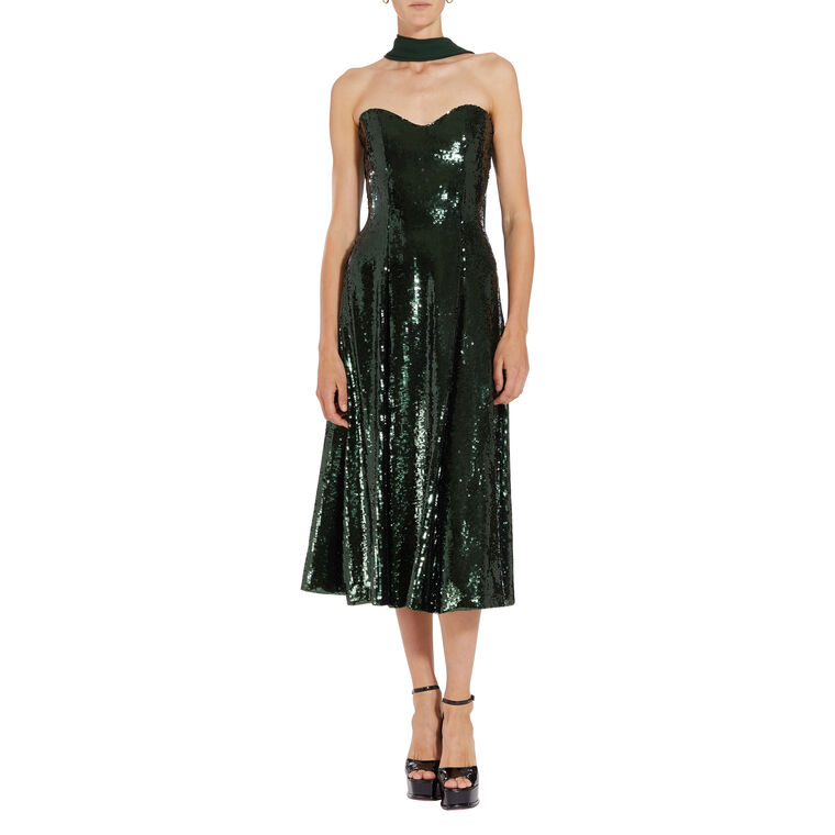 Veronica Paillette Strapless Midi Dress image number null