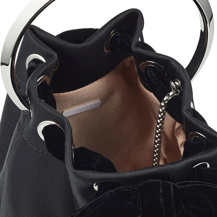 Bon Bon Satin Bucket Bag with Velvet Bow image number null