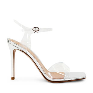 Transparent Metallic 95mm Ankle Strap Sandal