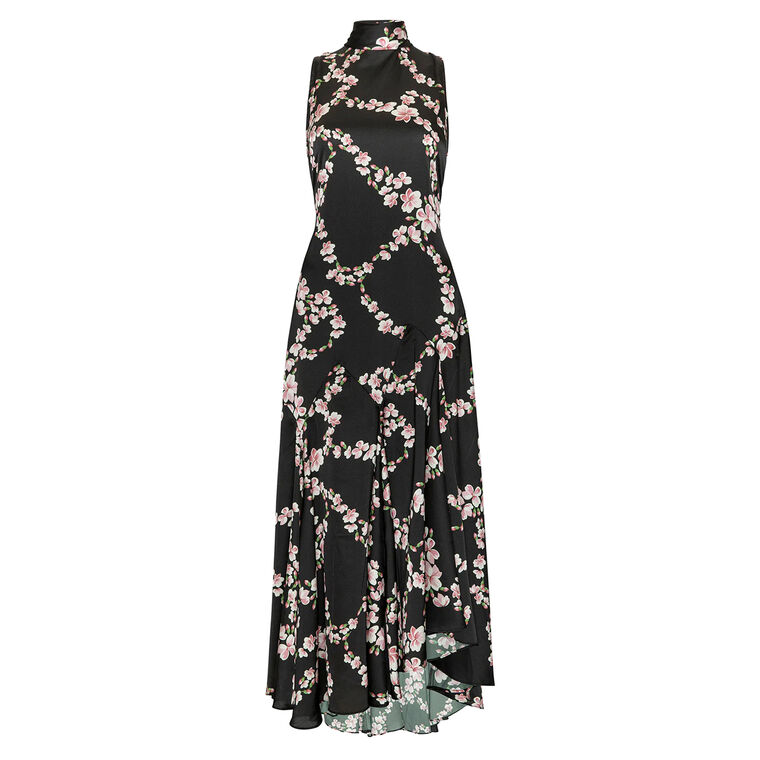 Laverne Sleeveless Satin Turtleneck Maxi Dress image number null