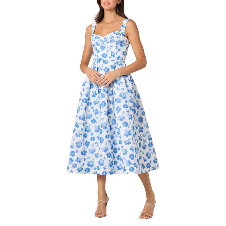 Ophelia Sleeveless Pleated Jacquard Midi Dress image number null