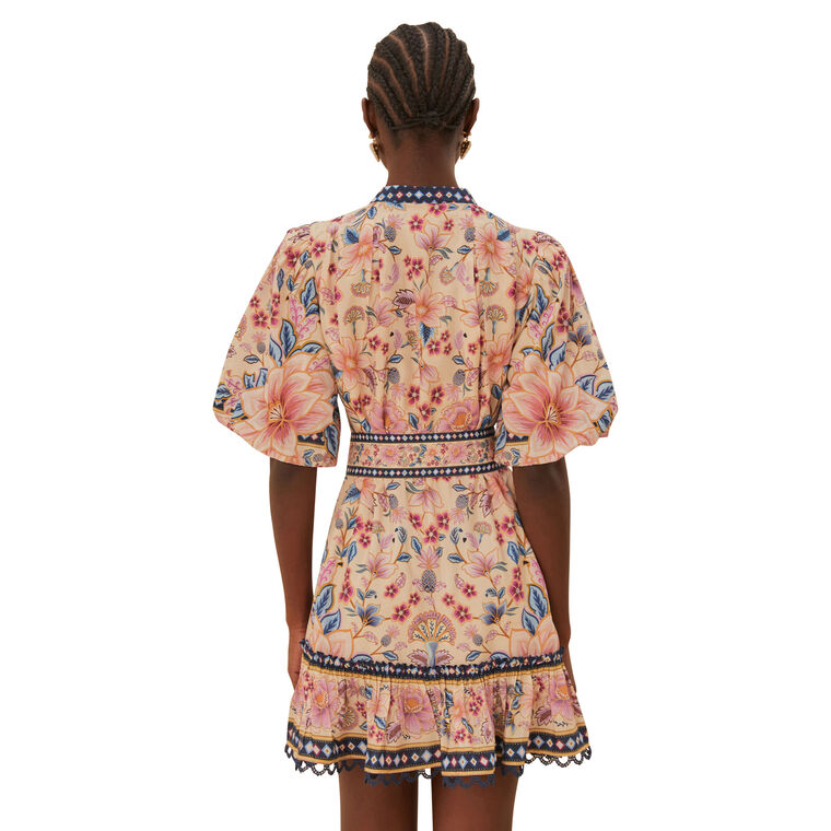 Superbloom Tapestry Puff Sleeve Mini Dress image number null