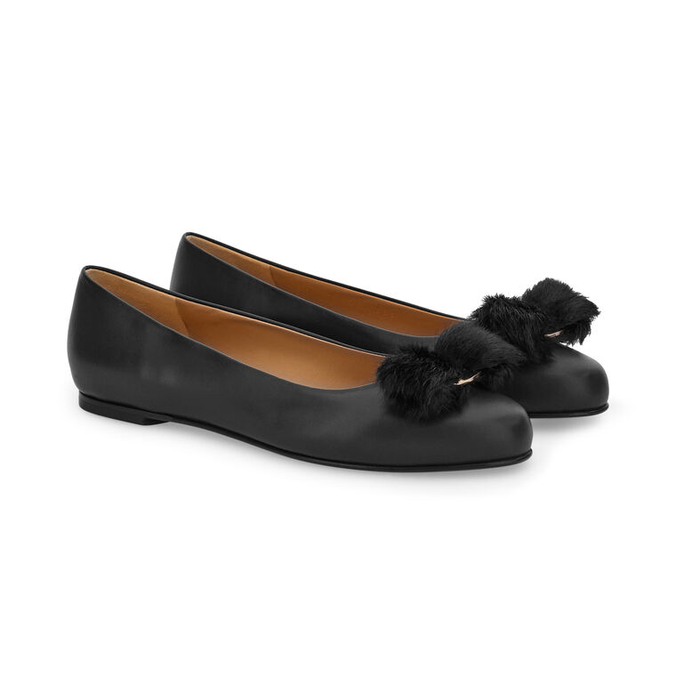 Varina Fur Bow Ballet Flat image number null