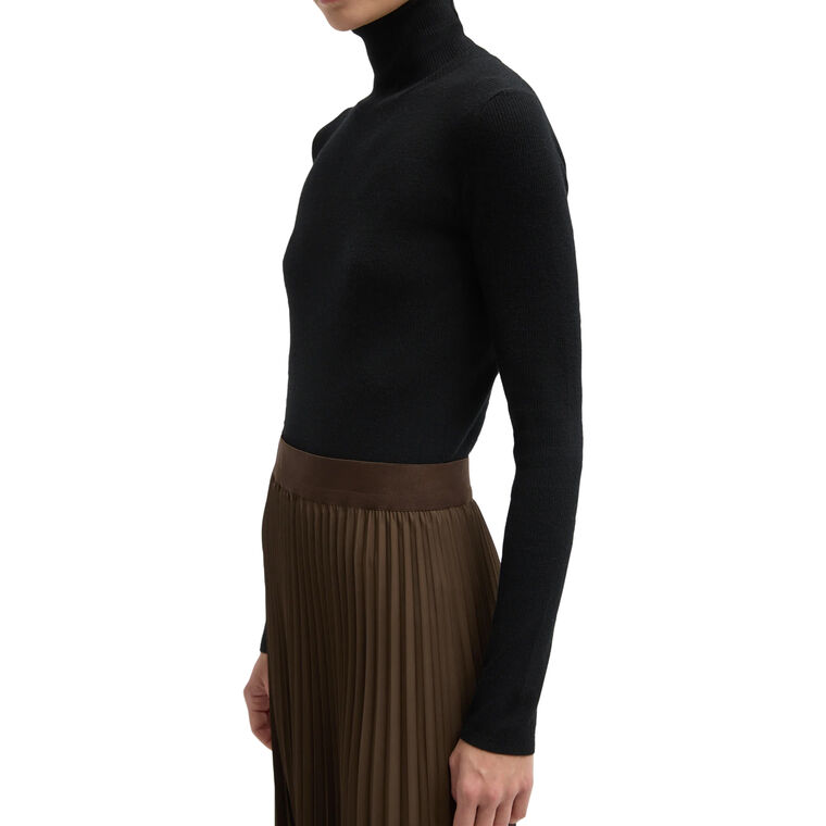 Featherweight Ribbed Sweater Turtleneck Pullover image number null