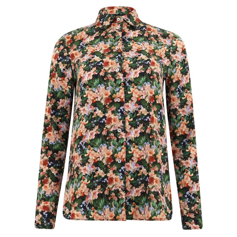 Wild Primrose Stretch-Silk Slim-Fit Blouse image number null