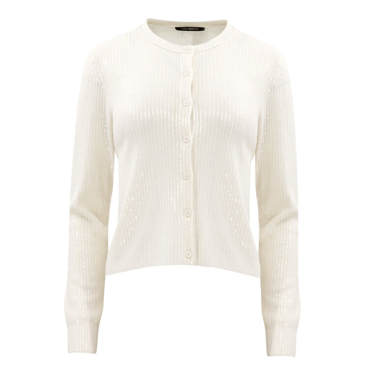 Aspen Sequined Wool Cardigan Sweater image number null