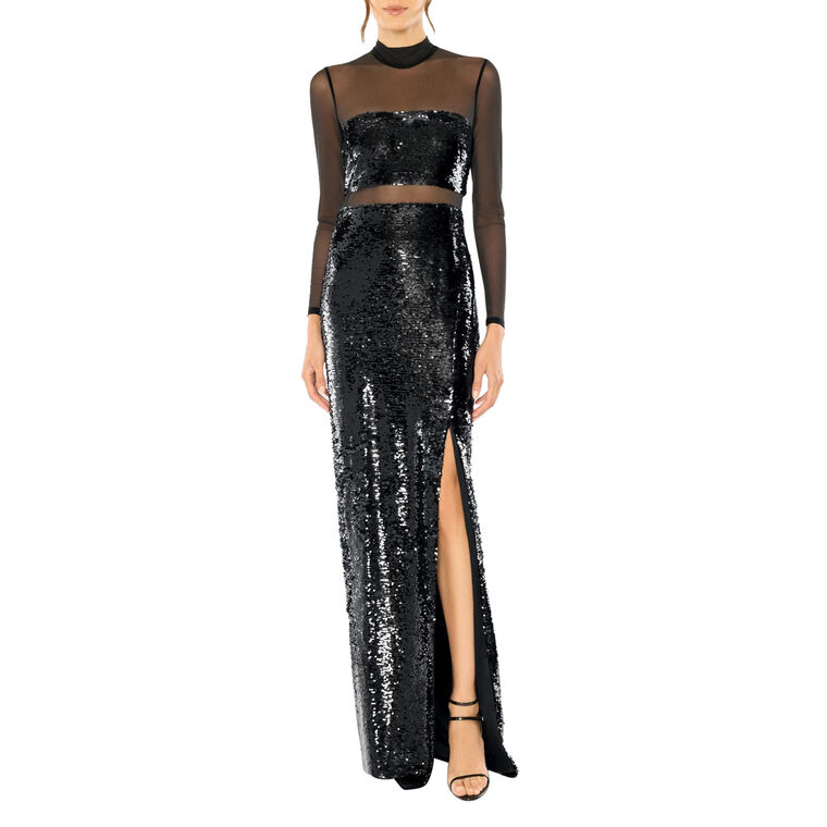 Sequin Mesh Long Sleeve Andie Gown image number null