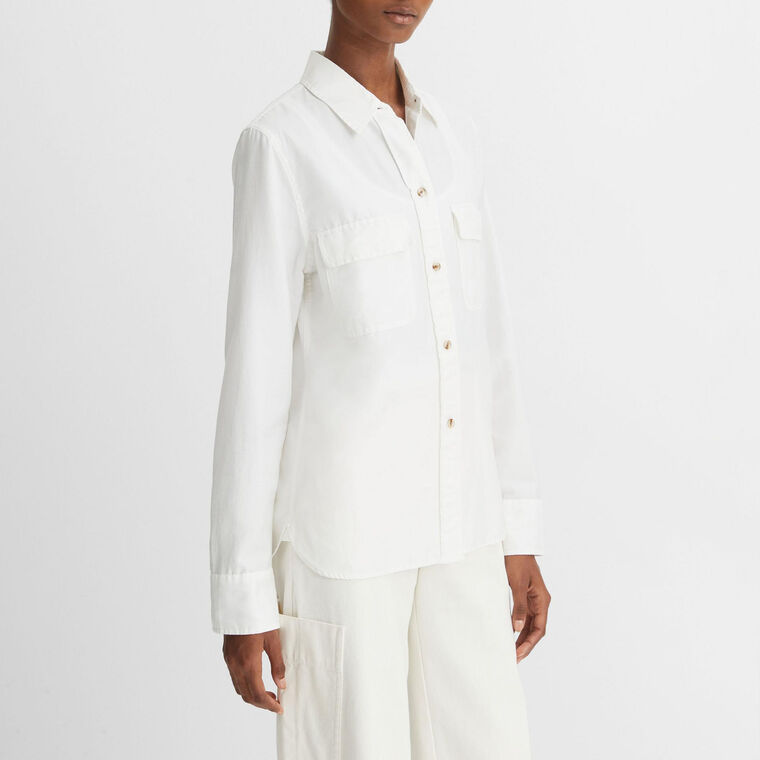 Cotton-Silk Utility Long-Sleeve Shirt image number null