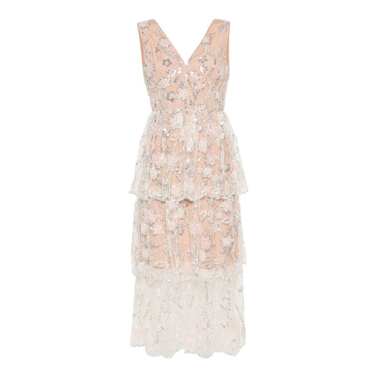 Sequin Flower Midi Dress image number null