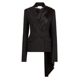 Integrated Tailored Satin Scarf Blazer