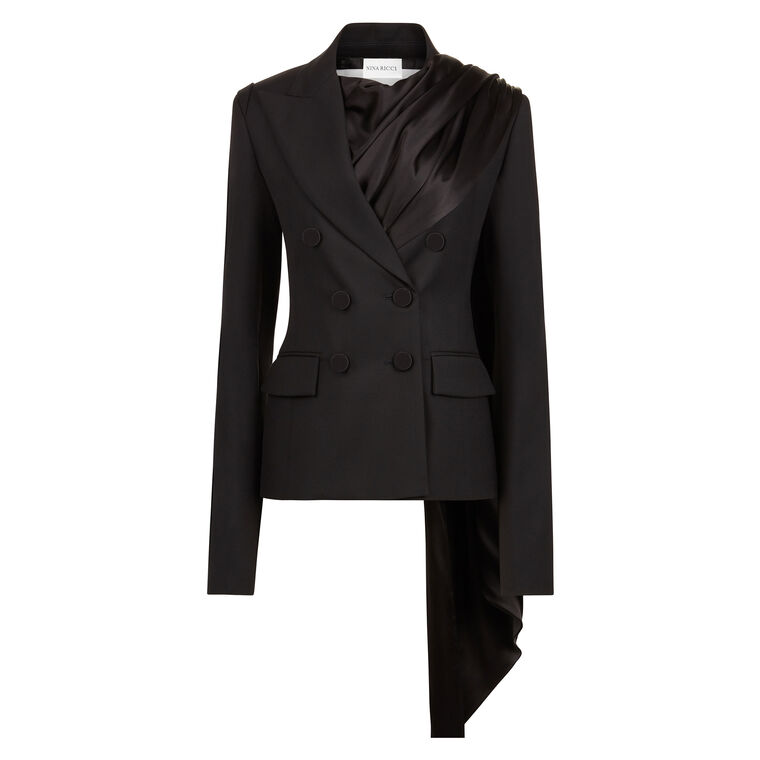Integrated Tailored Satin Scarf Blazer image number null