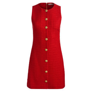 Cade Sleeveless Button Front Tweed Mini Dress