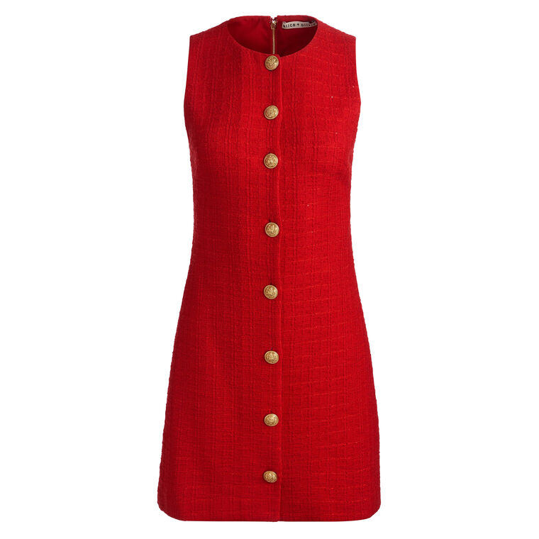 Cade Sleeveless Button Front Tweed Mini Dress image number null
